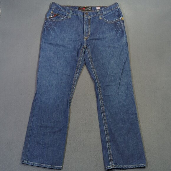 Ariat FR Jeans Men's 36x32 Blue M4 Relaxed Basic Boot Cut Denim Welder Workwear - Picture 1 of 12